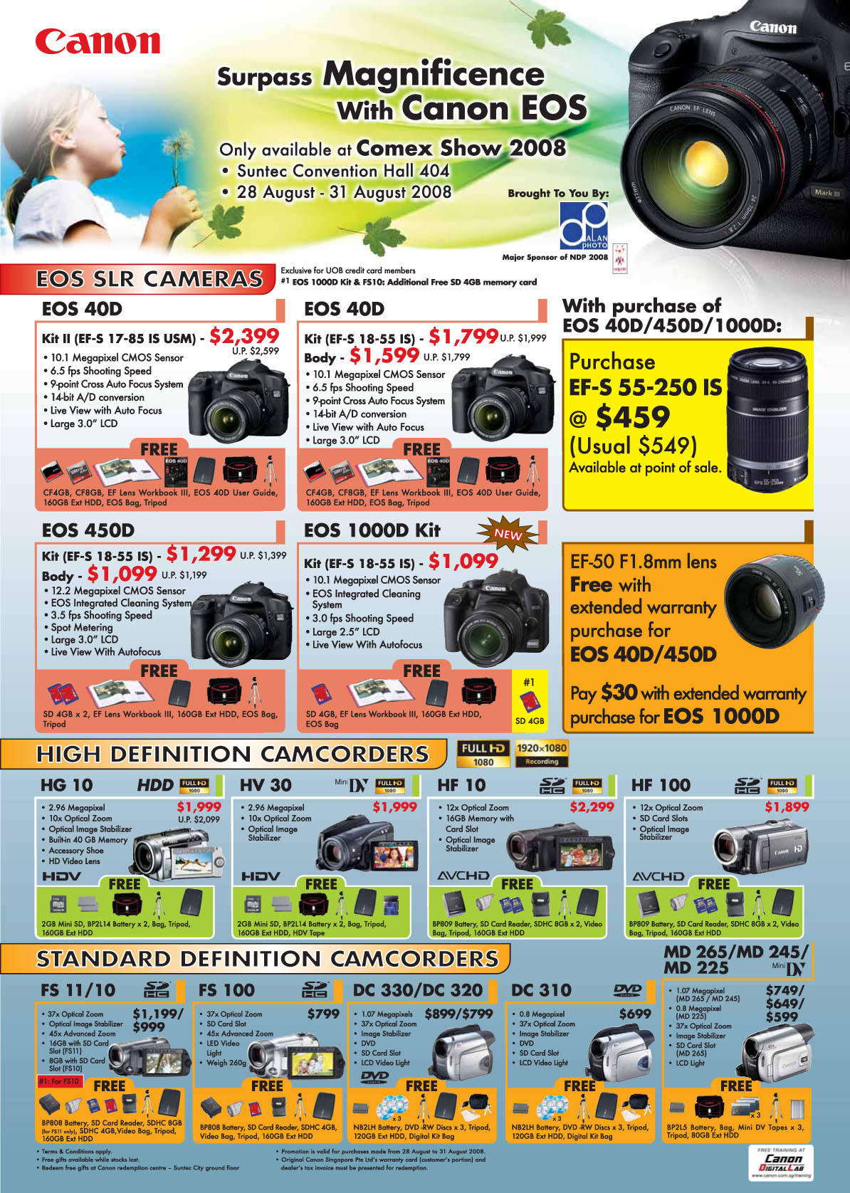 Comex 2008 price list image brochure of Canon EOS Cameras Camcorders