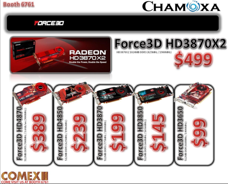 Comex 2008 price list image brochure of Chamoxa Force3D Graphics Cards