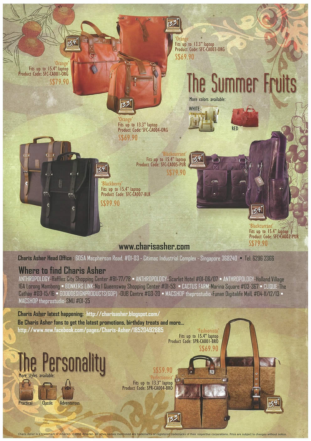 Comex 2008 price list image brochure of Charis Asher Laptop Bags Page 2