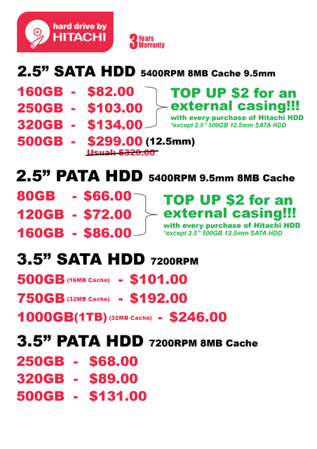 Comex 2008 price list image brochure of Hitachi HDD Convergent