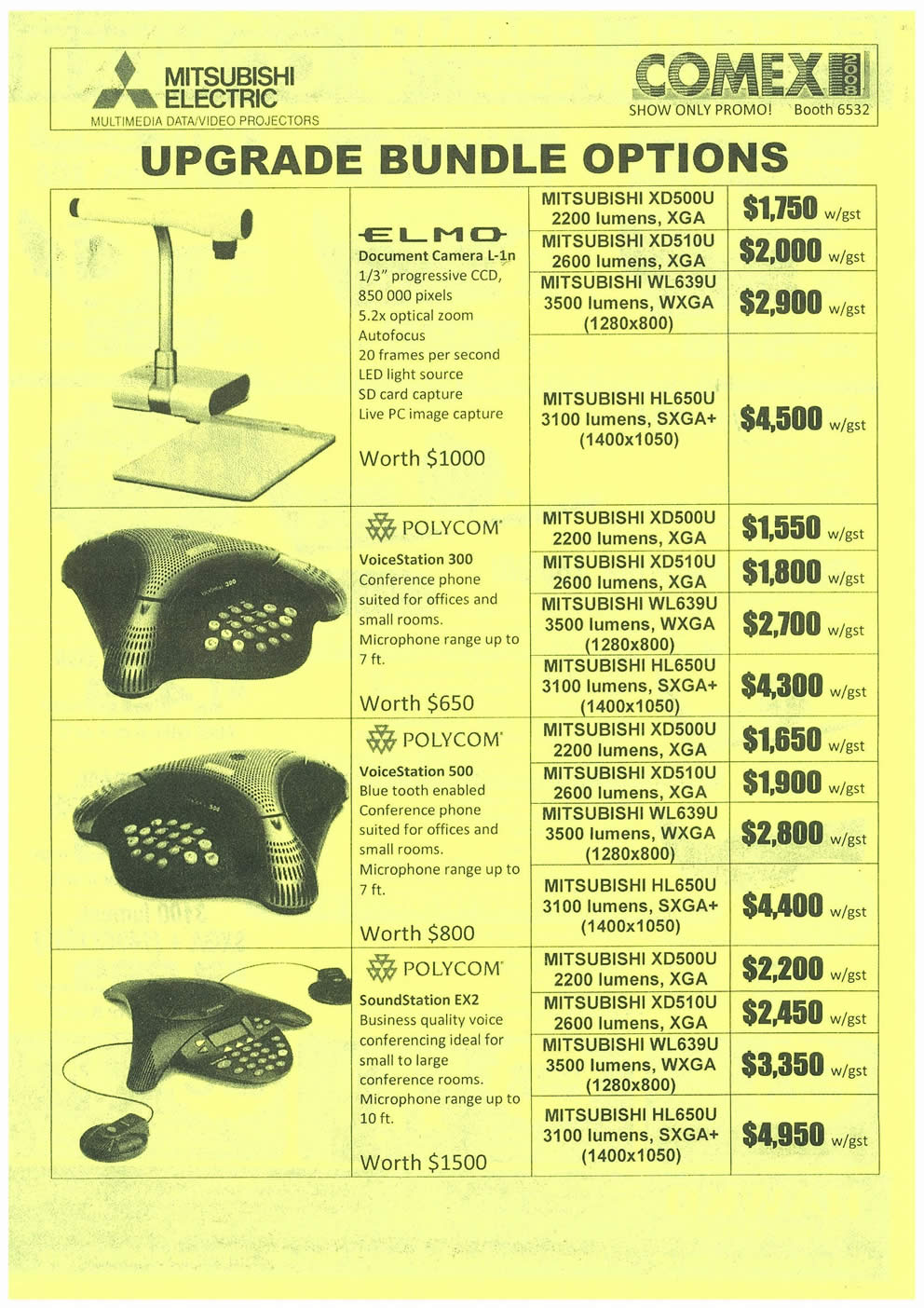 Comex 2008 price list image brochure of Mitsubishi Electric Page 1