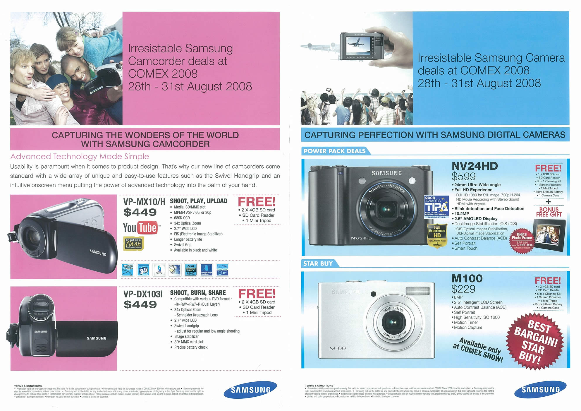 Comex 2008 price list image brochure of Samsung Cameras Page 1