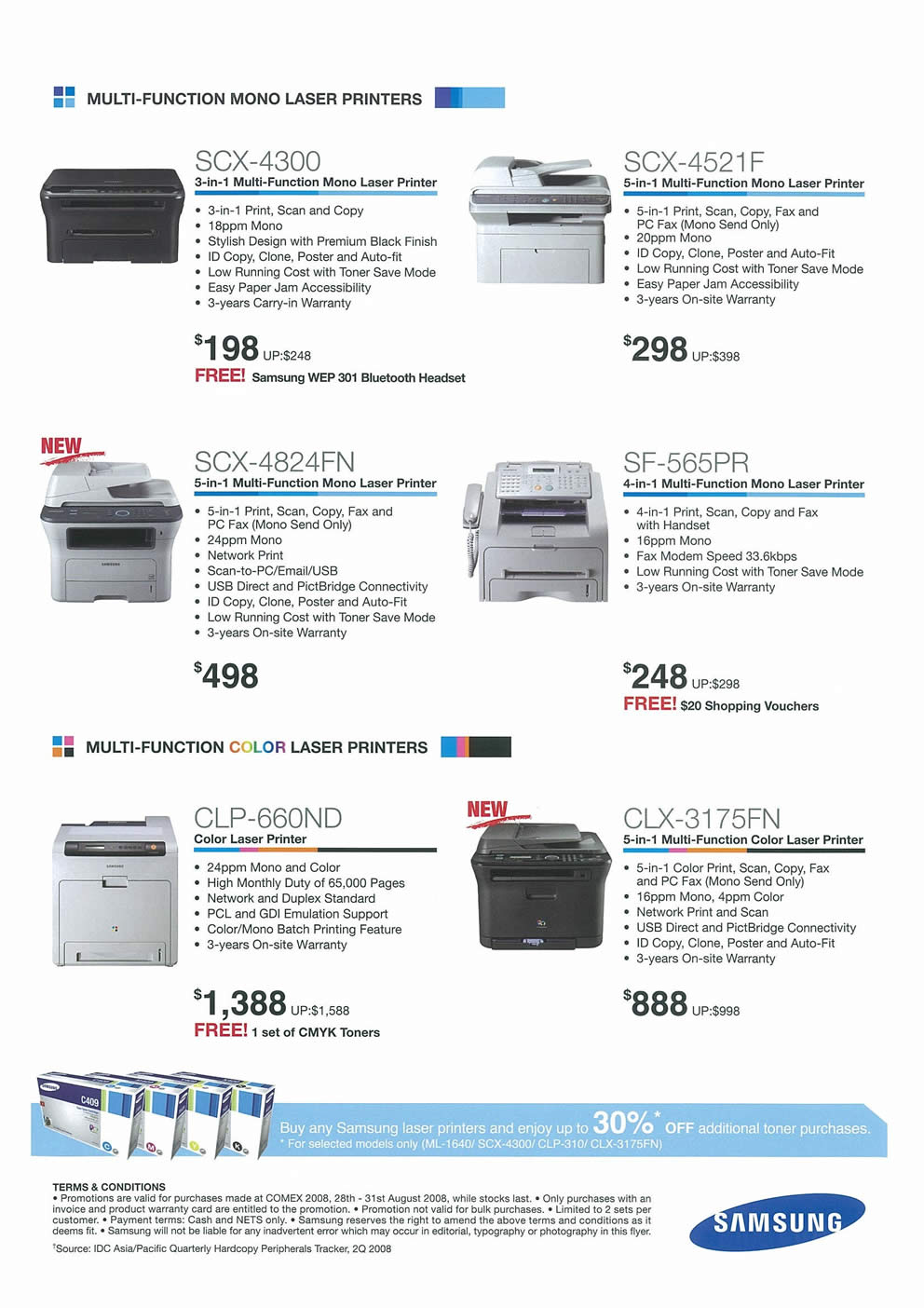 Comex 2008 price list image brochure of Samsung Printers Page 2