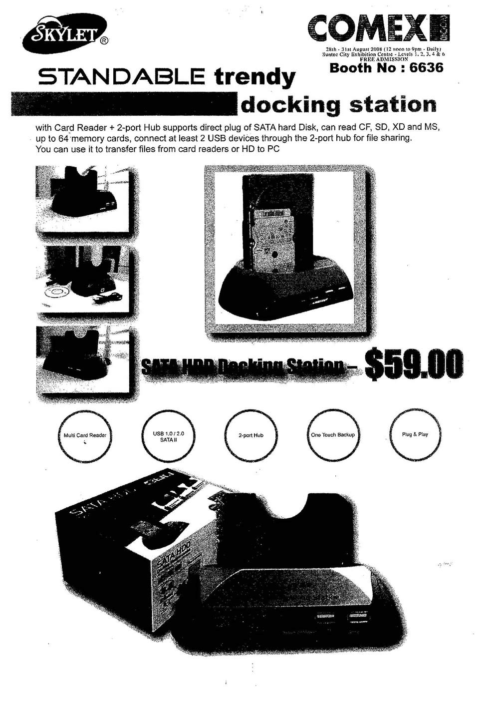 Comex 2008 price list image brochure of Skylet Docking Station Page 1