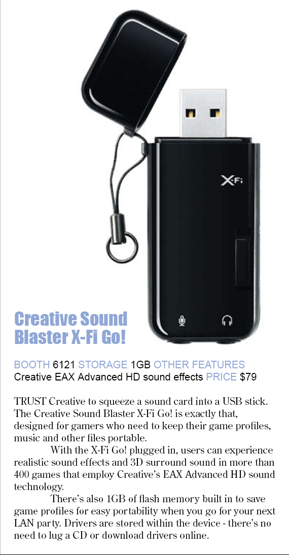 Comex 2008 price list image brochure of Creative Sound Blaster Xfi Go