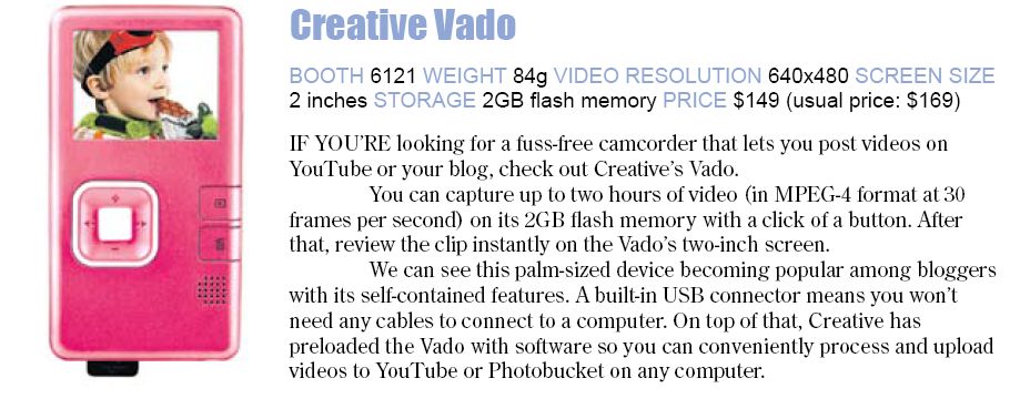 Comex 2008 price list image brochure of Creative Vado