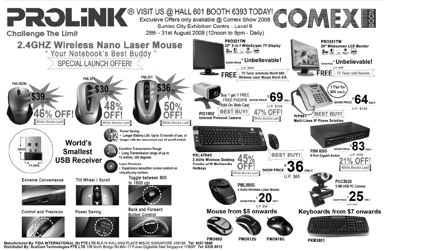 Comex 2008 price list image brochure of Prolink