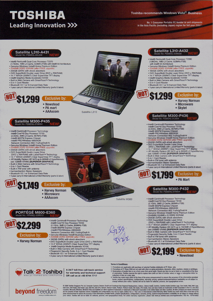 Comex 2008 price list image brochure of Toshiba Notebooks Maayub15a D7b246488a B