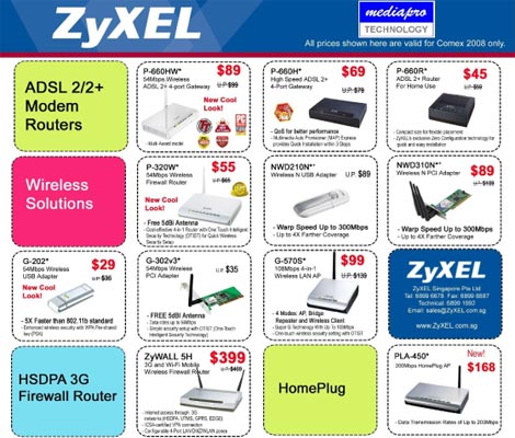 Comex 2008 price list image brochure of Zyxel Wireless Modem Routers 2