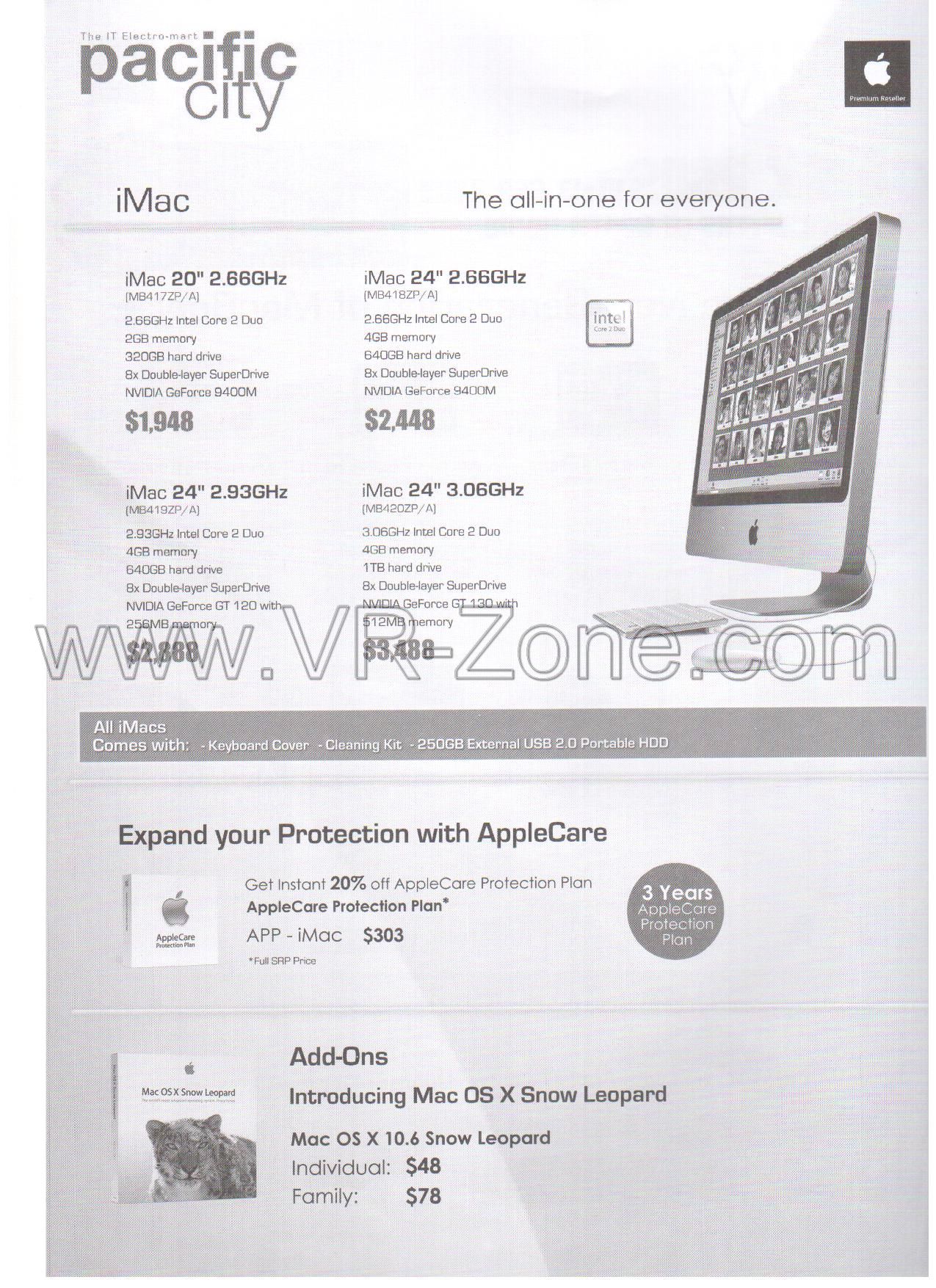 Comex 2009 price list image brochure of Apple IMac Mac OS X Snow Leopard Pacific City