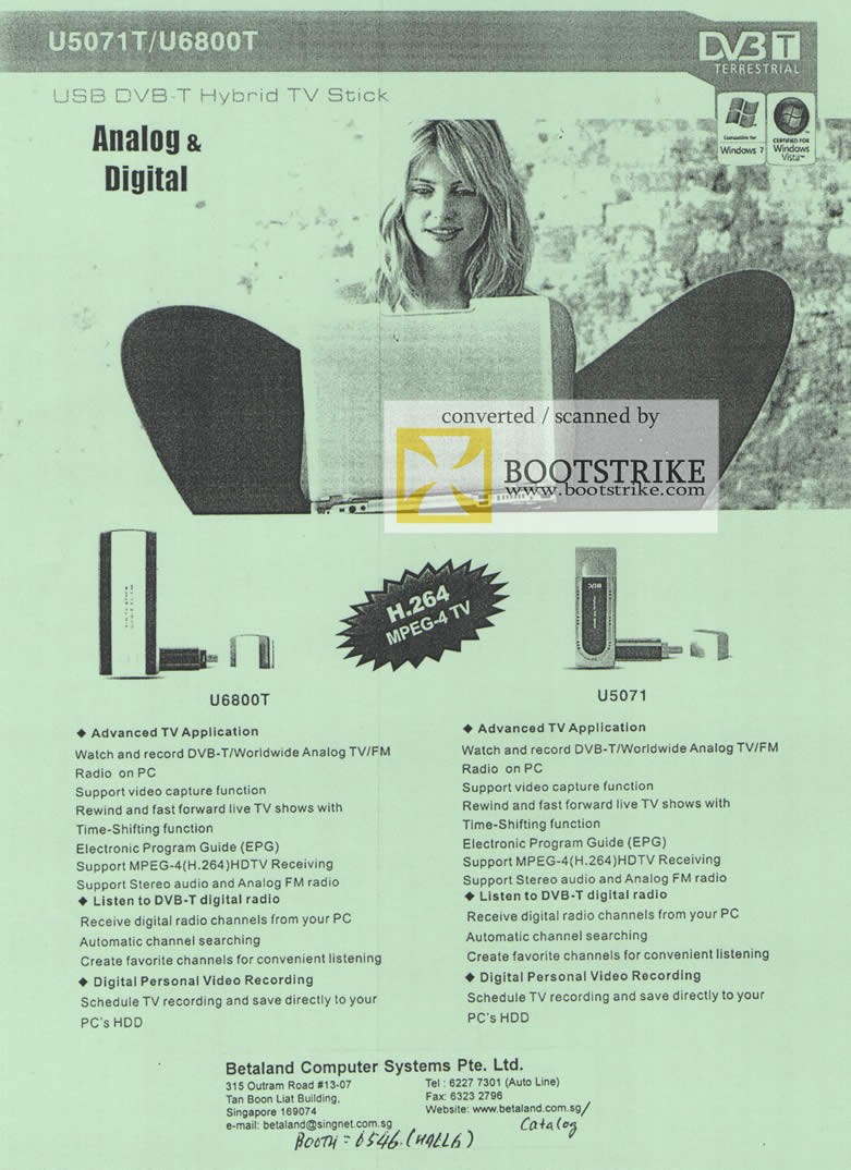 Comex 2009 price list image brochure of Betaland USB DVB T Hybrid TV Stick U5071T U6800T