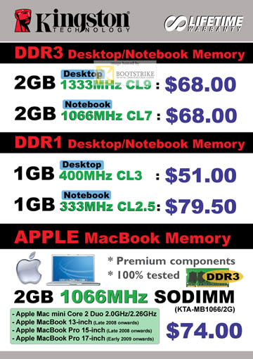 Comex 2009 price list image brochure of Convergent Kingston DDR3 DDR1 Apple Macbook Memory RAM B6346