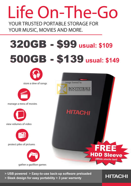Comex 2009 price list image brochure of Hitachi Life On The Go External Storage Drive