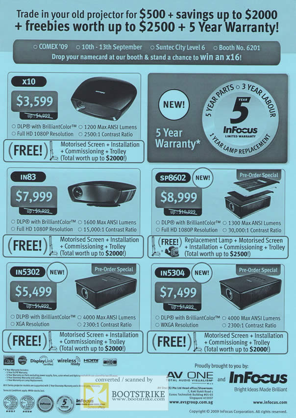 Comex 2009 price list image brochure of Infocus Projectors Trade In X10 In83 Sp8602 In5302 In5304