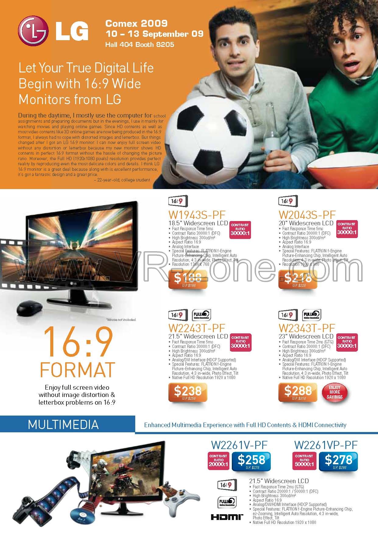 Comex 2009 price list image brochure of LG LCD Monitors W1943S W2043S W2243T W2343T W2261V W2261VP