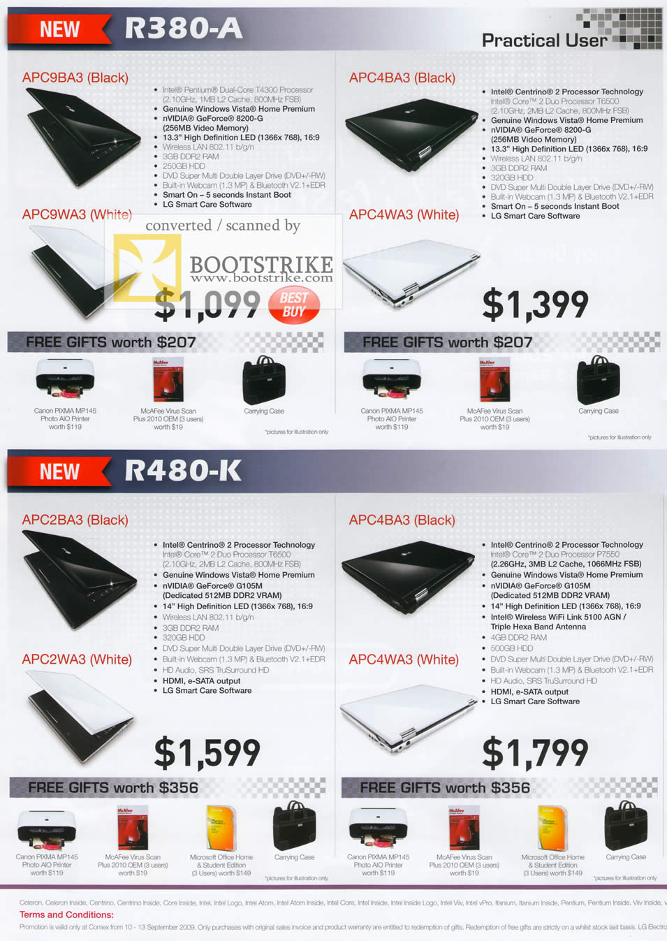 Comex 2009 price list image brochure of LG Notebooks R380-A R480-A