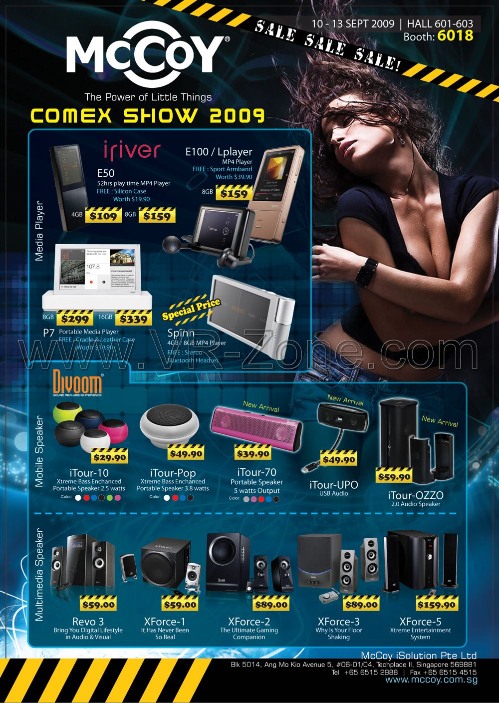Comex 2009 price list image brochure of Moccoy Divoom ITour XForce Revo Spinn