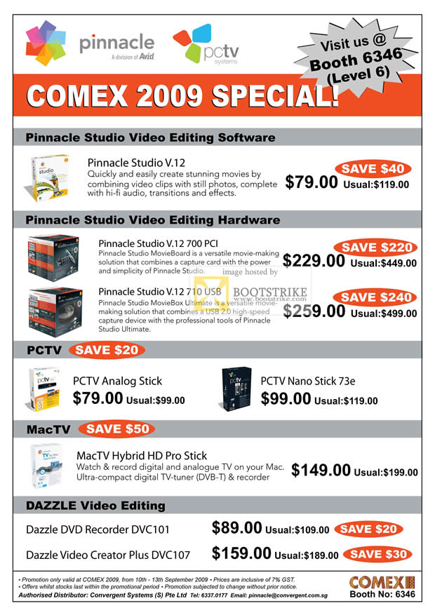 Comex 2009 price list image brochure of Pinnacle Studio Video Editing Software Hardware PCTV MacTV Dazzle