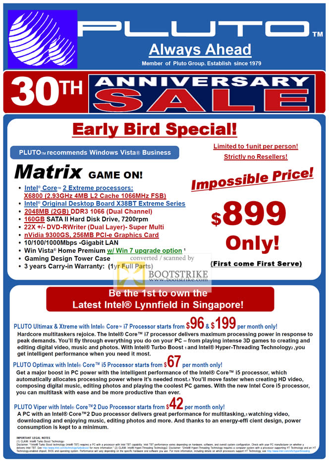 Comex 2009 price list image brochure of Pluto Matrix Gaming Desktop System