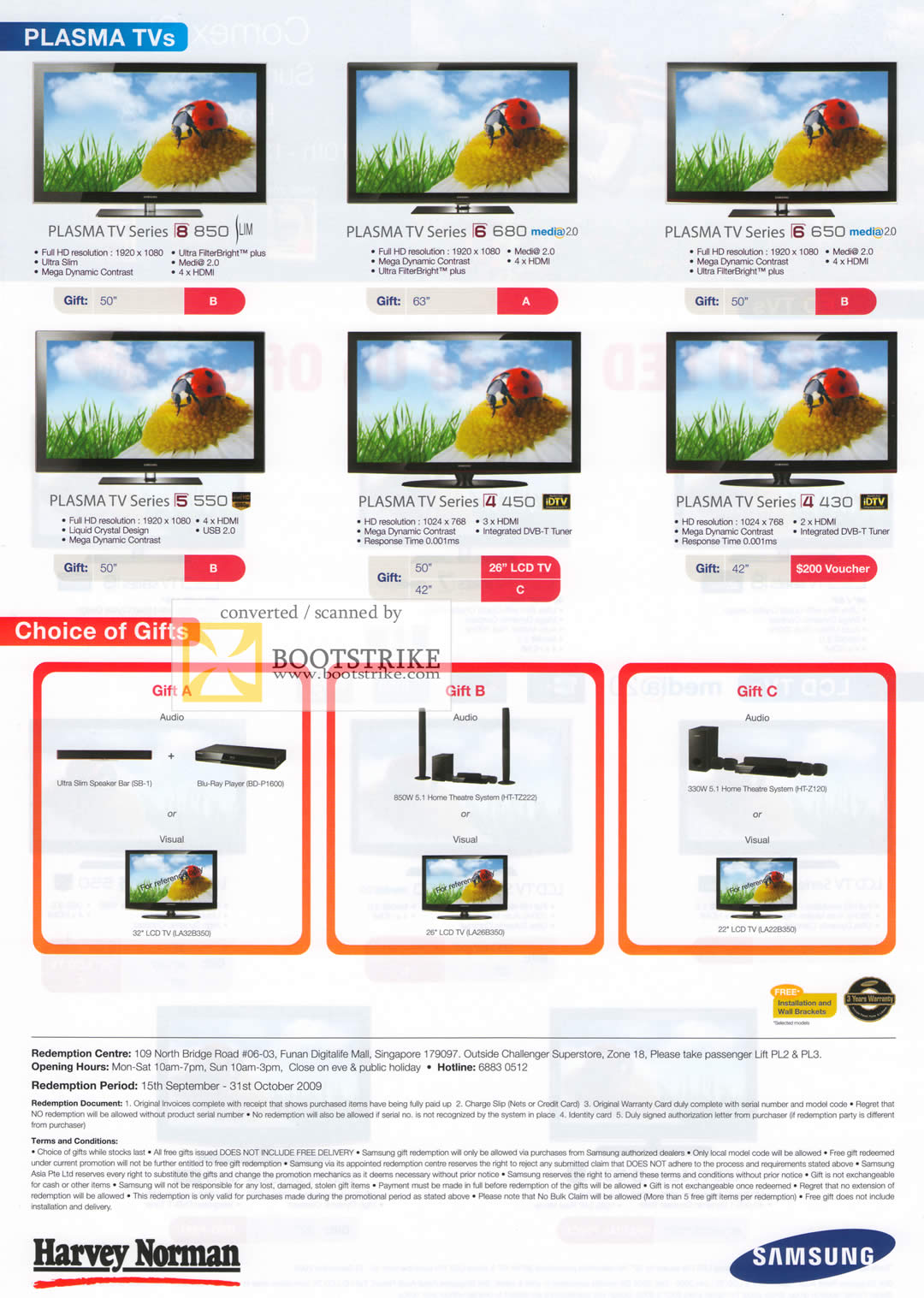 Comex 2009 price list image brochure of Samsung Plasma TV 850 680 650 550 450 430