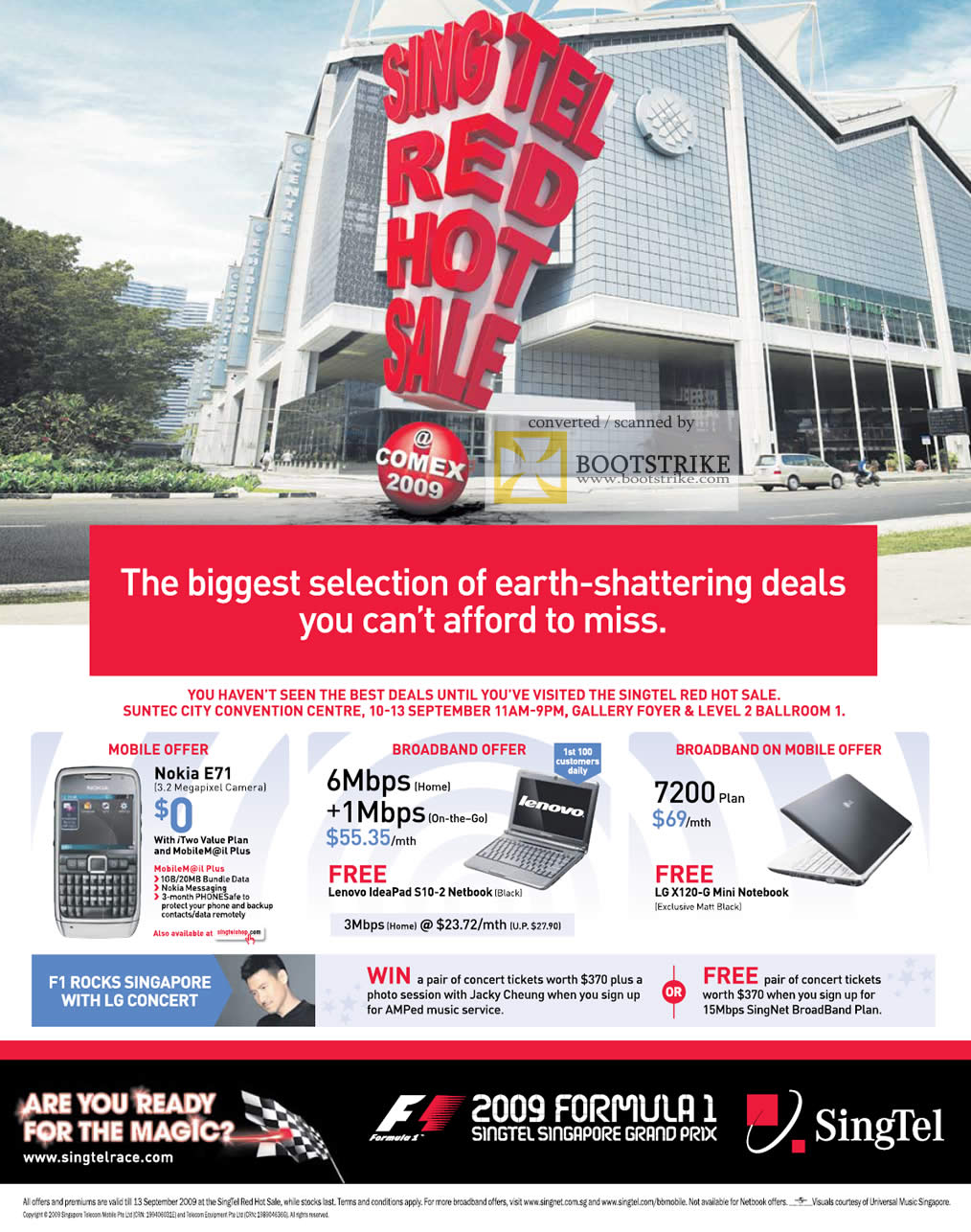 Comex 2009 price list image brochure of Singtel Mobile Phone BBOM Broadband Offers