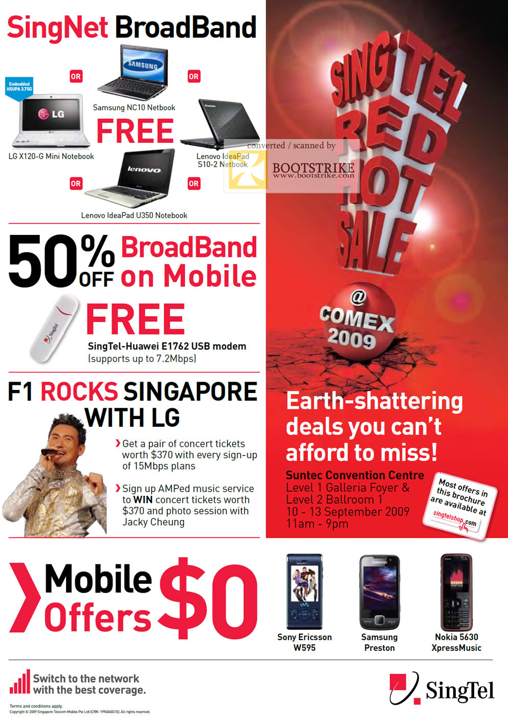 Comex 2009 price list image brochure of Singtel Singnet Broadband BBOM Mobile Offers