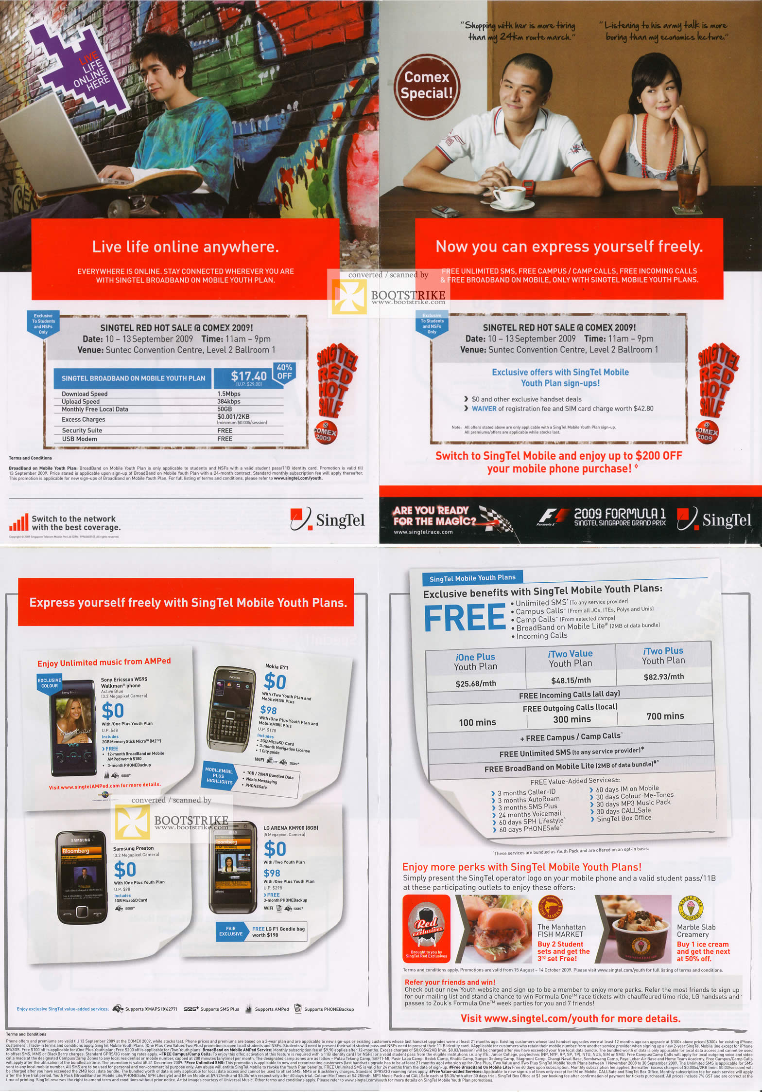 Comex 2009 price list image brochure of Singtel Youth Plan
