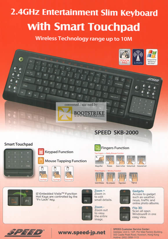 Comex 2009 price list image brochure of Speed Entertainment Slim Keyboard Smart Touchpad SKB-2000