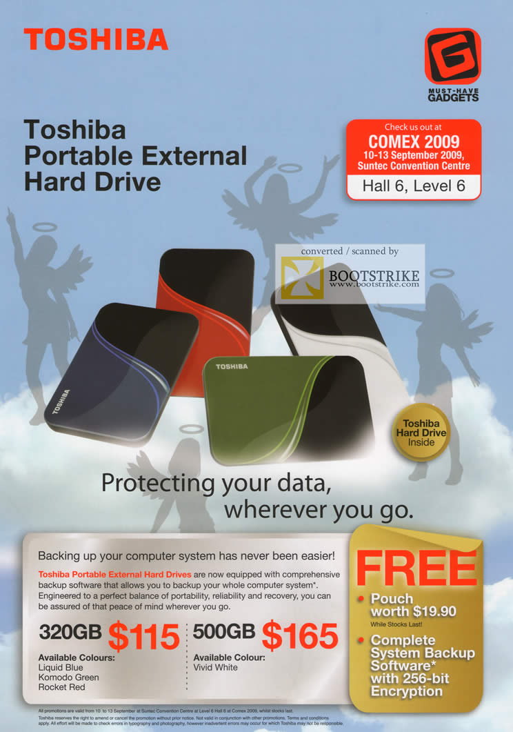 Comex 2009 price list image brochure of Toshiba Portable External Hard Drive