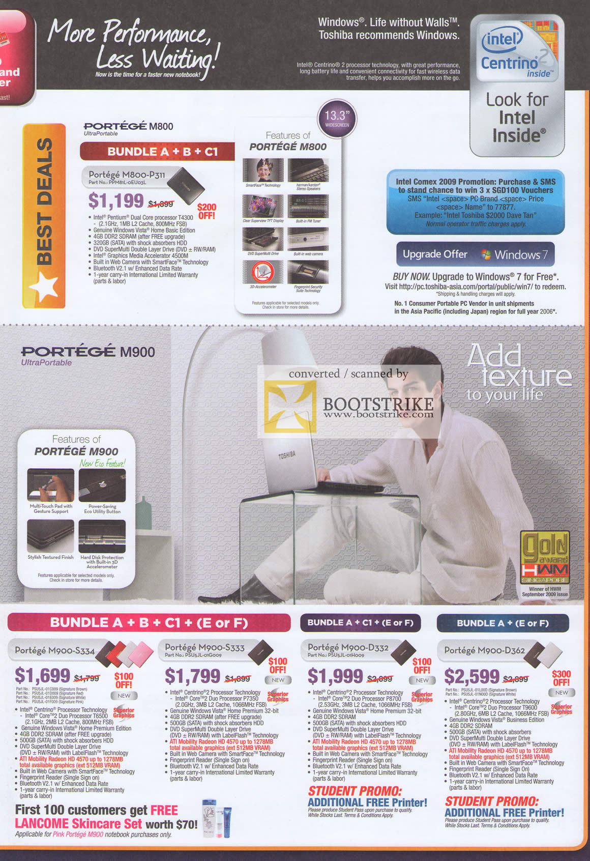 Comex 2009 price list image brochure of Toshiba Portege Notebook M800 M900