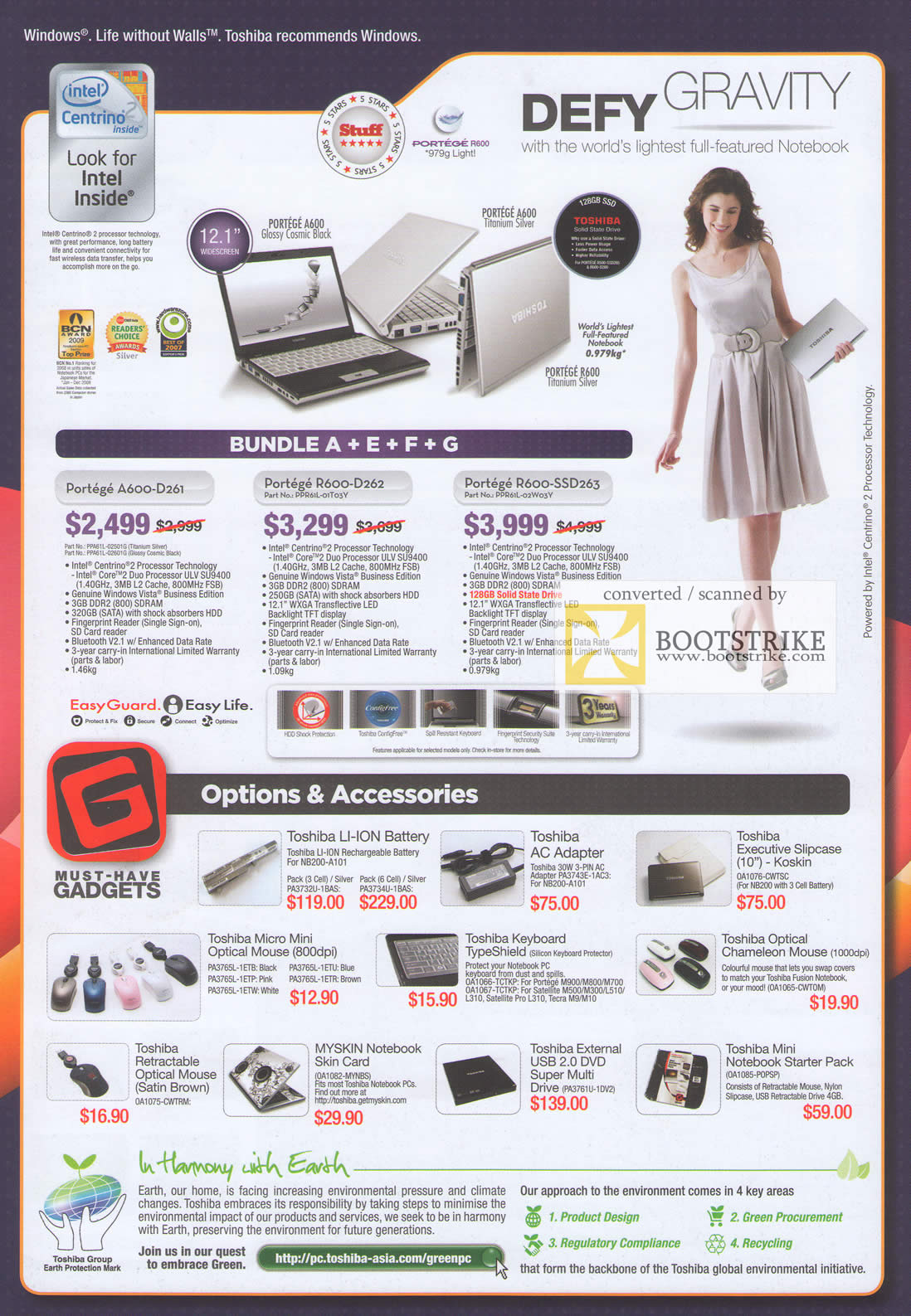 Comex 2009 price list image brochure of Toshiba Portege Notebooks A600-D261 R600-D262 SSD263