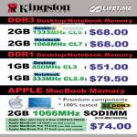 Kingston DDR3 DDR1 Apple Macbook Memory RAM B6346