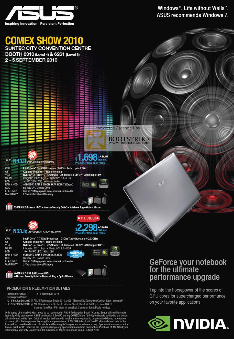 Comex 2010 price list image brochure of ASUS Notebooks N43Jf N53Jq Nvidia Geforce