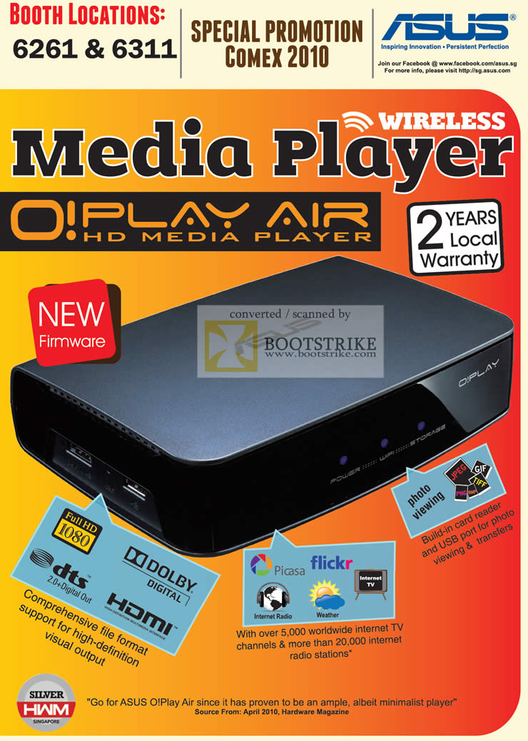 Comex 2010 price list image brochure of ASUS O Play Air Media Player HD