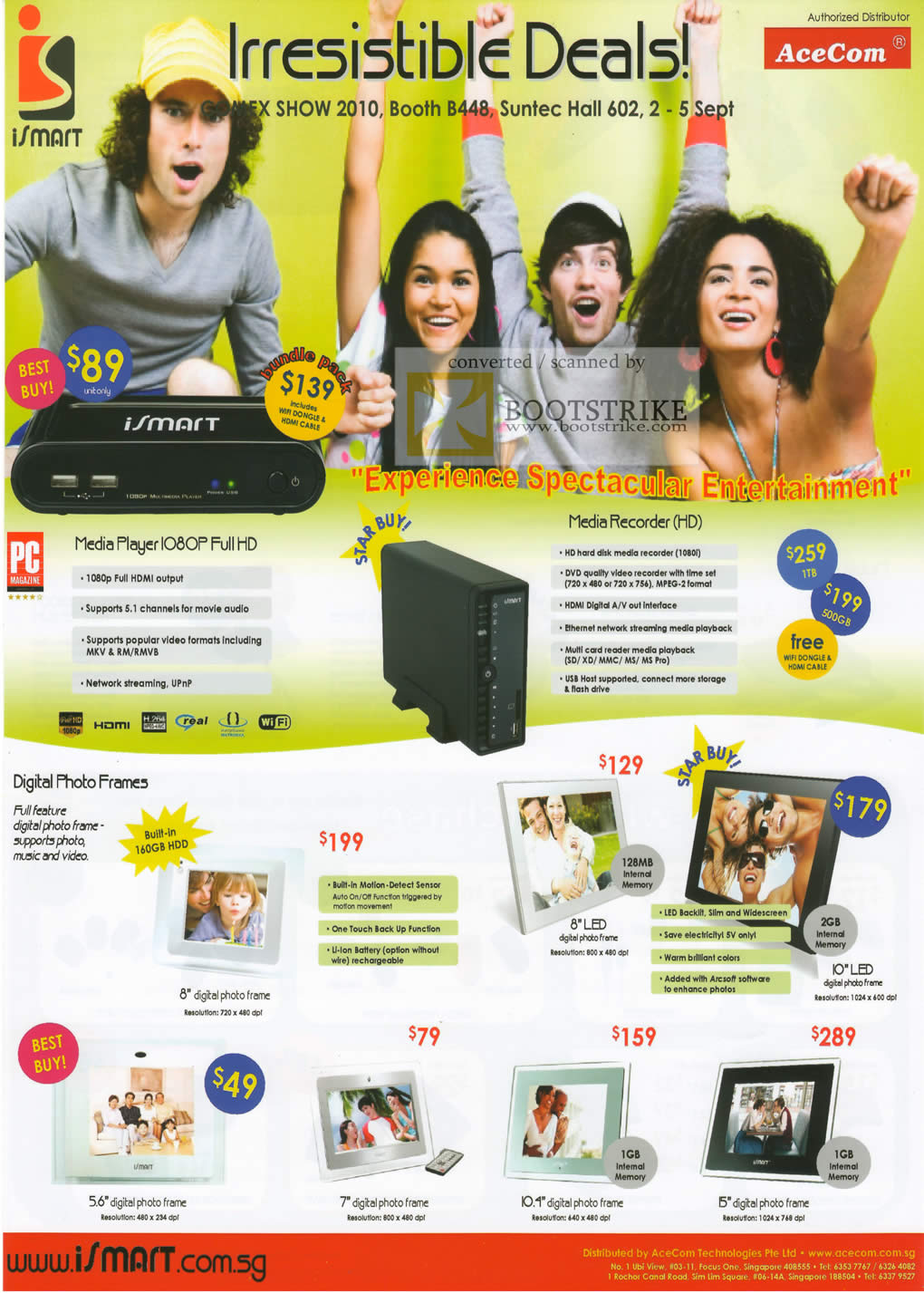 Comex 2010 price list image brochure of AceCom ISmart External Storage Media Player Recorder Digital Photo Frames LED