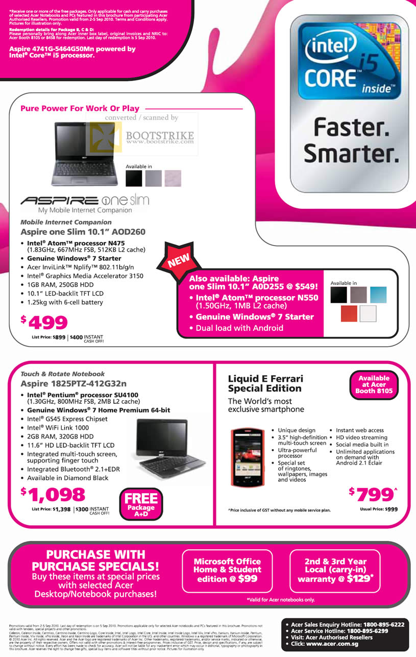 Comex 2010 price list image brochure of Acer Aspire One Slim AOD260 Touch Rotate 1825PTZ 412G32n