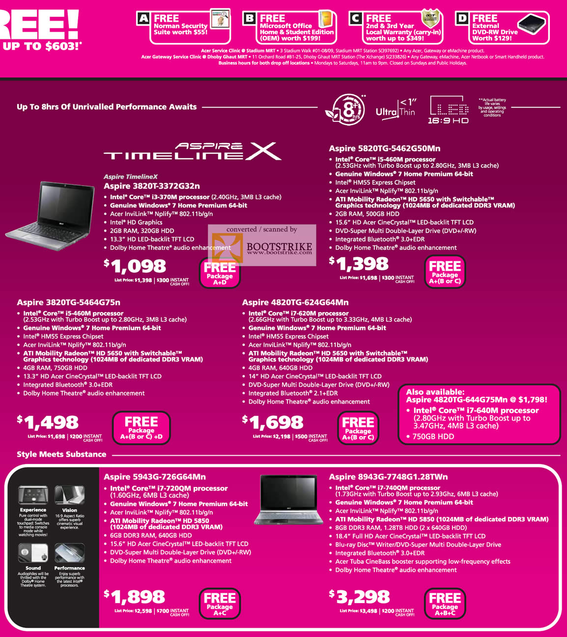 Comex 2010 price list image brochure of Acer Notebooks Asipre TimelineX 3820T 5820TG 4820TG 5943G 8943G