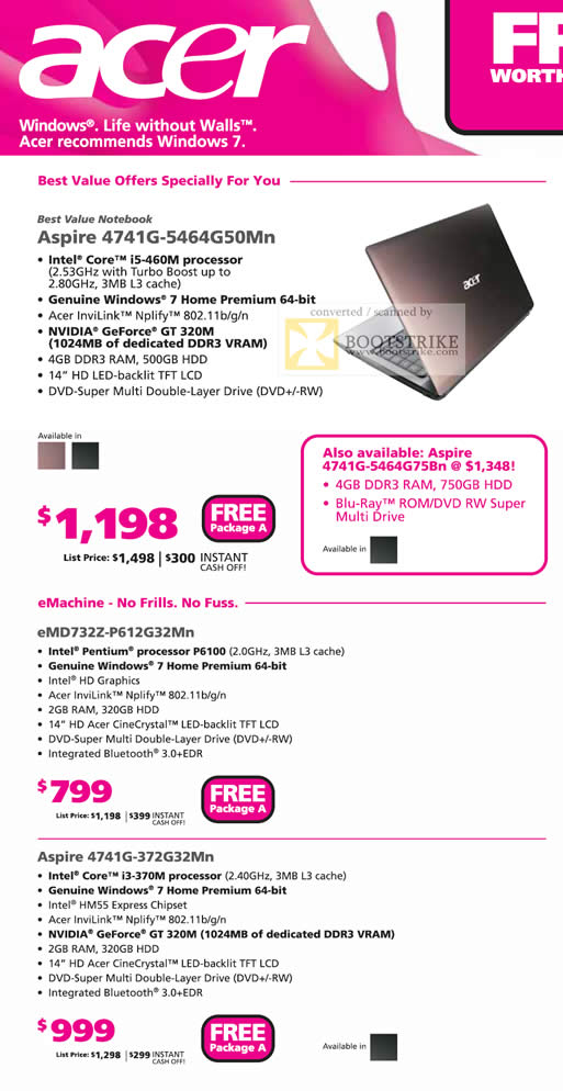 Comex 2010 price list image brochure of Acer Notebooks Aspire 4741G EMachine EMD732Z 4741G
