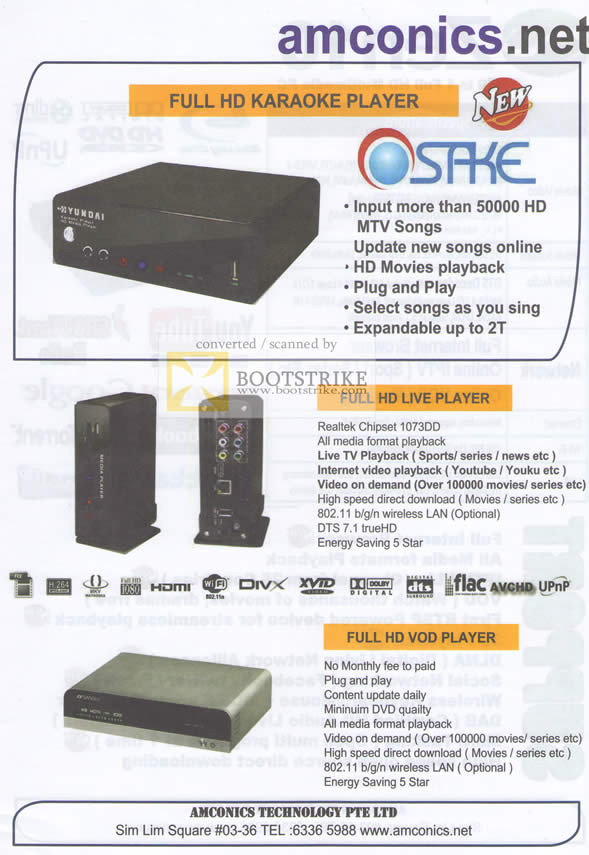 Comex 2010 price list image brochure of Amconics Media Player Sake Live VOD