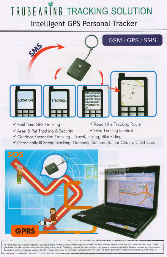 Comex 2010 price list image brochure of Carrefour TruBearing Intelligent GPS Personal Tracker