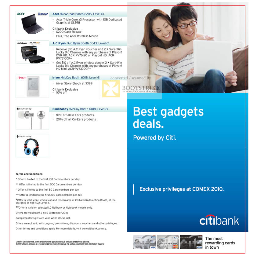Comex 2010 price list image brochure of Citibank Cardmembers Discounts Acer AC Ryan IRiver Skullcandy