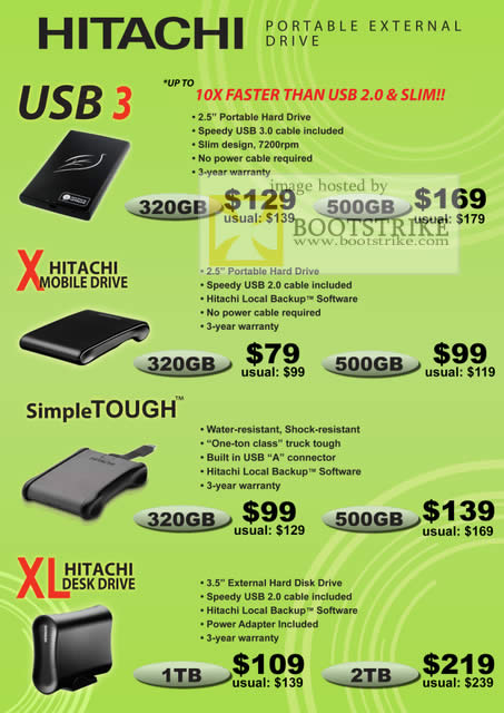 Comex 2010 price list image brochure of Convergent Hitachi External Storage USB 3 X SimpleTough XL