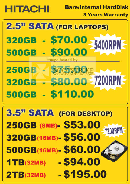 Comex 2010 price list image brochure of Convergent Hitachi Internal Hard Disk Sata Notebook Desktop