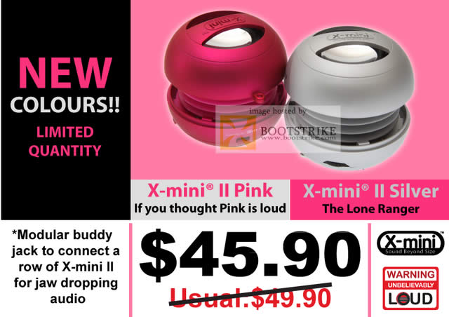 Comex 2010 price list image brochure of Convergent X Mini II Pink Silver Speakers