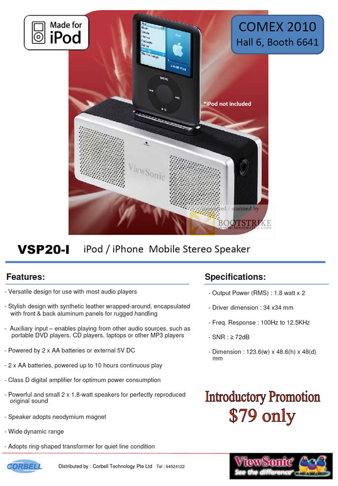 Comex 2010 price list image brochure of Corbell VSP20 I IPod IPhone Mobile Stereo Speaker