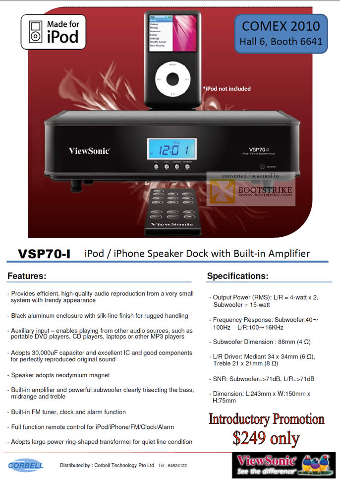 Comex 2010 price list image brochure of Corbell VSP70 I IPod IPhone Speaker Dock
