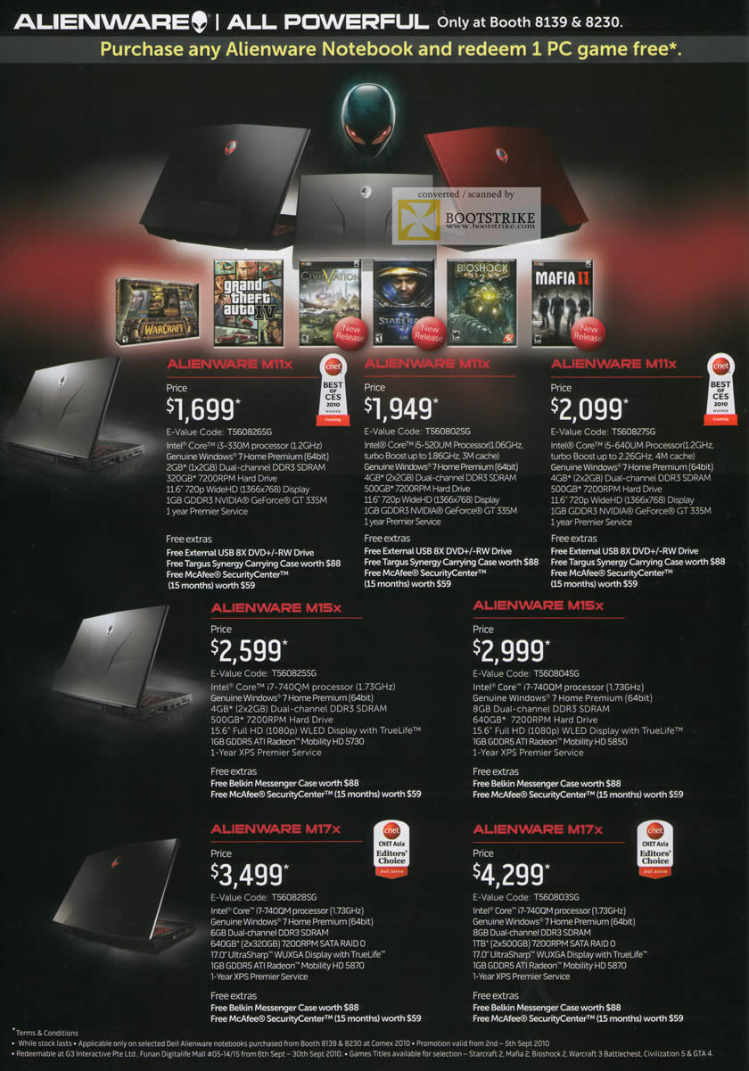 Comex 2010 price list image brochure of Dell Notebooks Alienware M11x M15x M17x