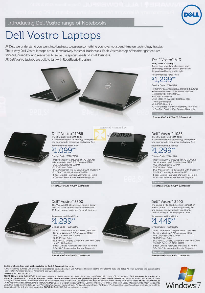 Comex 2010 price list image brochure of Dell Vostro Notebooks V13 1088 3300 3400