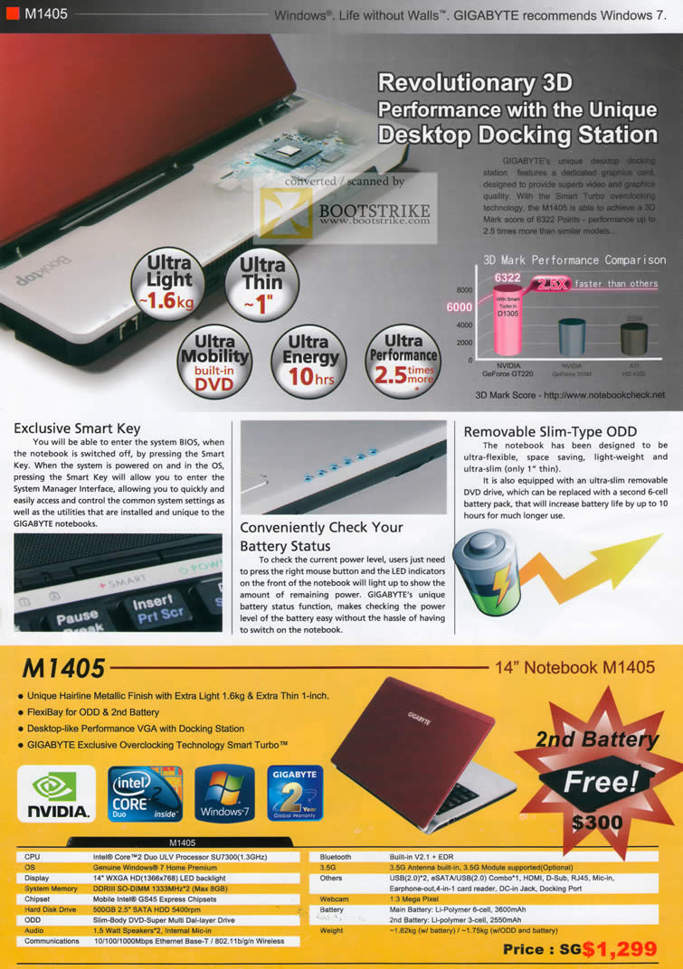 Comex 2010 price list image brochure of Digital Asia Gigabyte Notebook 3D Desktop Docking Station Smart Key M1405