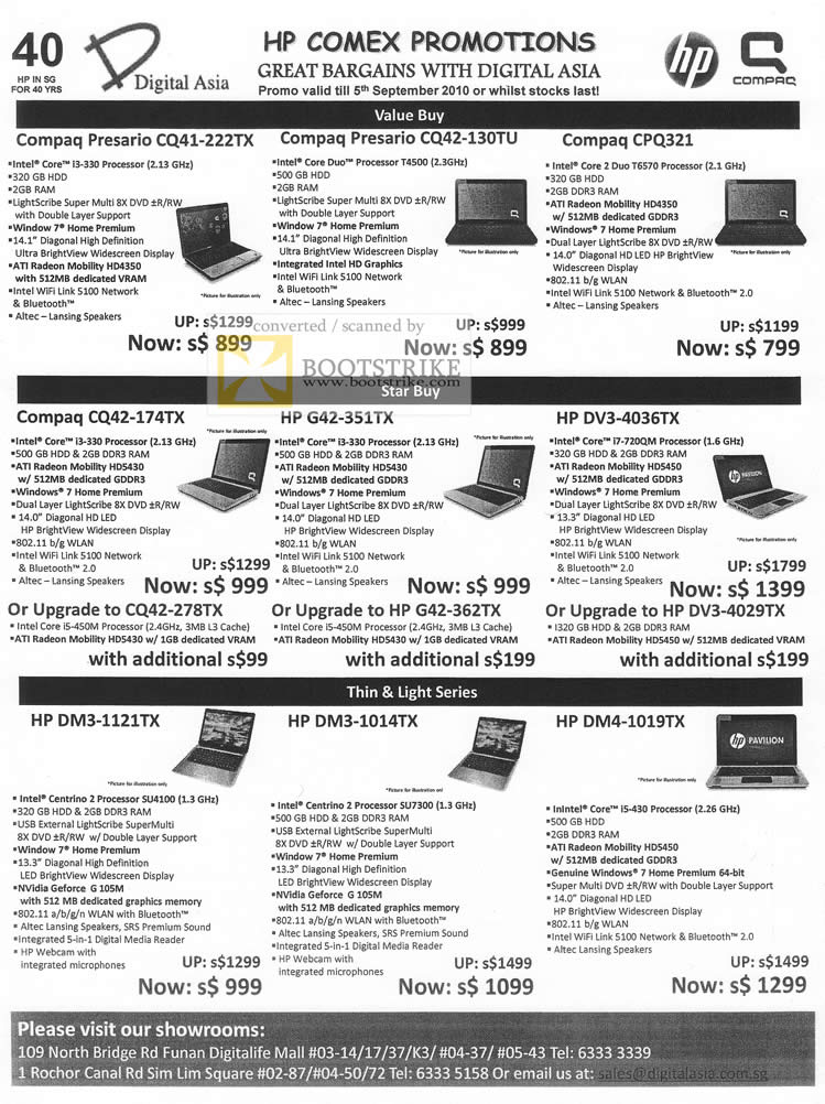 Comex 2010 price list image brochure of Digital Asia Notebooks Compaq Presario CQ41 CQ42 CPQ321 HP G42 DV3 HP DM3 DM4 1019TX
